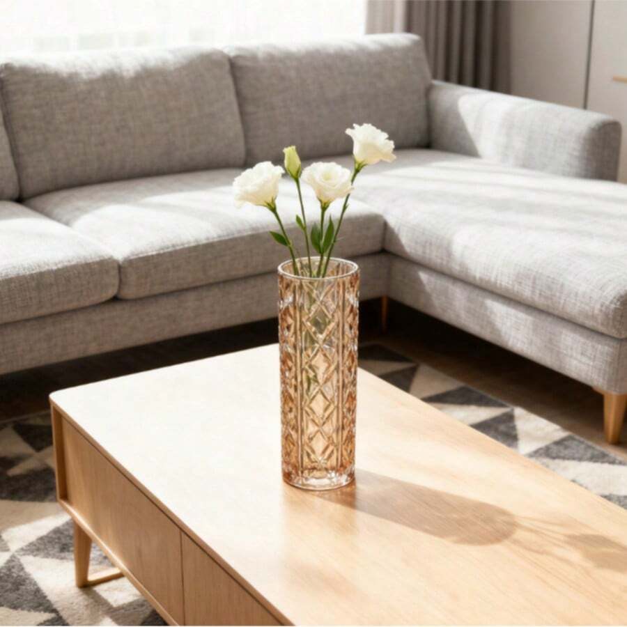 Glass Vase, Transparent Vase, Home Decor Vase, Fresh Flower Hydroponic Vase, Chinese Style Flower Arrangement Vase, Living Room And Dining Table Decorative Vase, Versatile Home Vase, 18.7*6.6cm, Suitable For Various Decorative Uses Such As Fresh Flowers, Dried Flowers, And Hydroponic Plants.