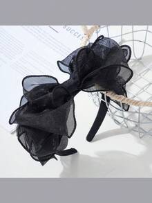 1 قطعة شريط رأس بفيونكة على الطراز الفرنسي القديم، إكسسوار شعر ذو حافة شبكية عريضة متعددة الطبقات - متعدد الألوان - مشاهدة 7