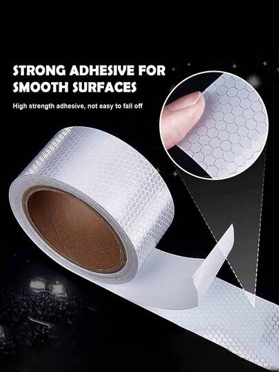 1/2卷白色反光胶带 - 安全缠绕设计，高可见度，适用于卡车、汽车、自行车、拖车、船只和摩托车 - 全天候道路标线胶带，白色警示胶带（无需去除残留物），防水自粘反光胶带，户外安全警示反光条，适用于拖车、自行车、汽车，反光安全胶带，危险警示，提高车辆可见度，持久耐用，高可见度胶带