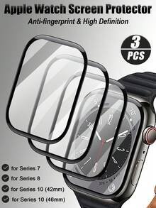 3pcs Clear Ceramic Film, High Definition Transparent, Waterproof, Anti-Drop, Compatible With Apple Watch Series, Suitable For Most Models - Clear - View 1