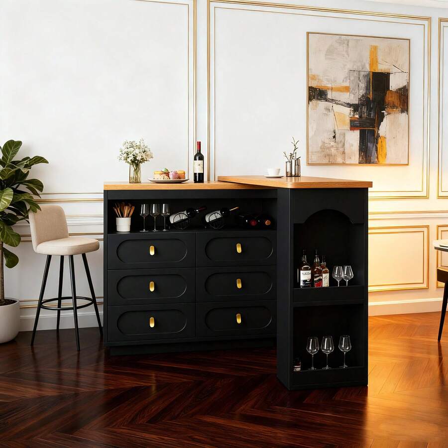 Bar Tables - Black + MDF - View 1