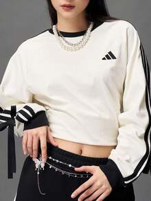 阿迪达斯（ADIDAS）九月 ADIDAS 阿迪达斯三条纹运动系列棉质休闲长袖T恤 - 米色 - 查看 2