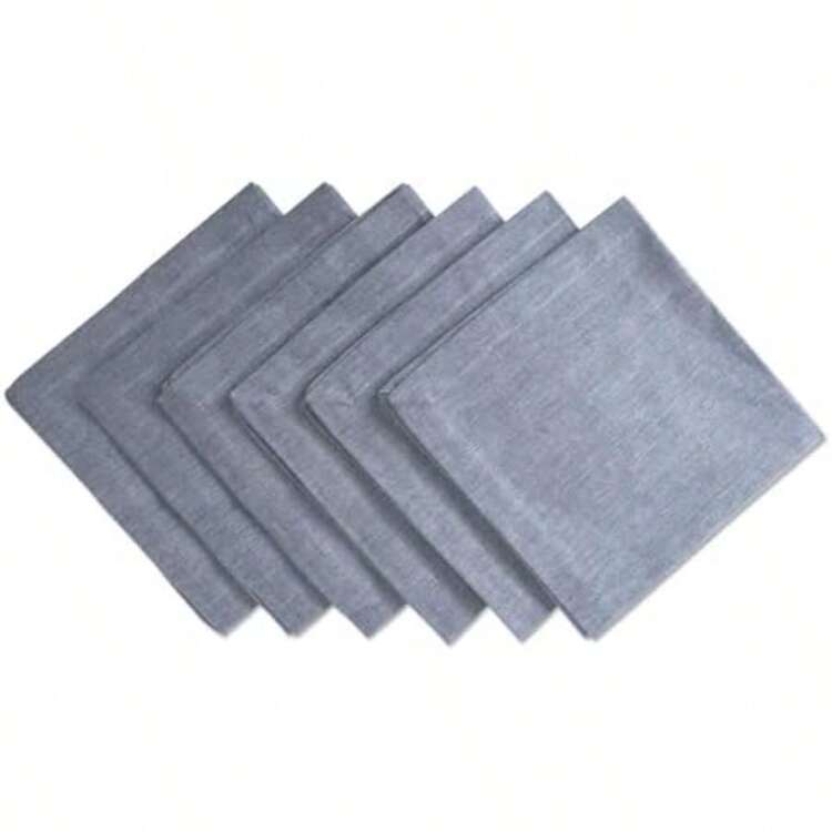 DII 100% algodón, se puede lavar a máquina, Everyday Chambray Cocina Mantel para la cena partes, verano y aire última intervensión Picnic - Asientos 152,4 x 264,2 cm 8 A 10 personas,(Azul 50.8 x 50.8 cm (Juego de 6)) - Multicolor - Añade 1