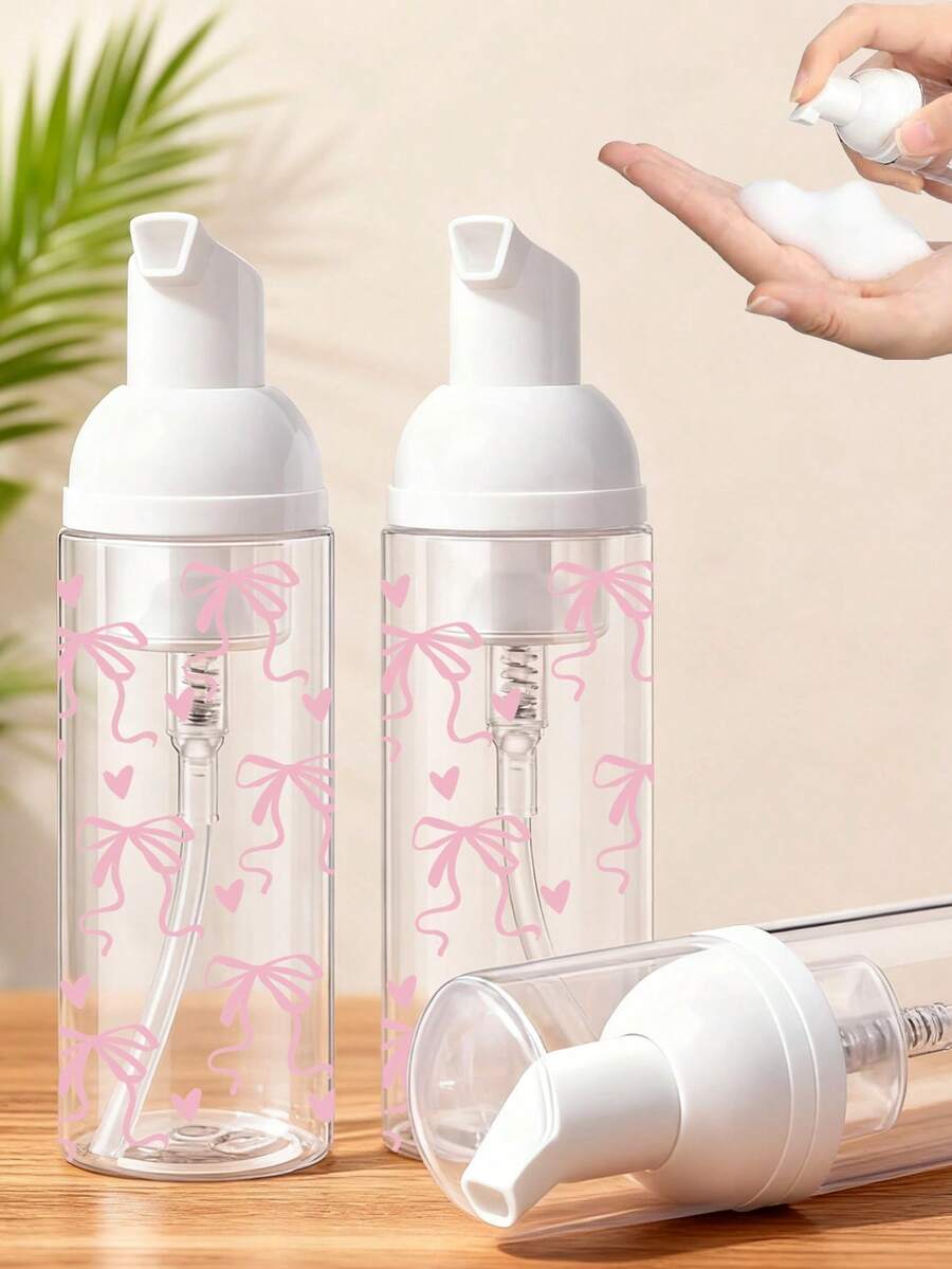 蝴蝶結裝飾泡沫皂液瓶,迷你泡沫瓶可用於補充洗手液、洗髮精、睫毛清潔劑 - 可重複使用的透明塑料瓶,適合客廳、居家、臥室、浴室裝飾、旅行、婚禮 - 彩色 - 查看 1