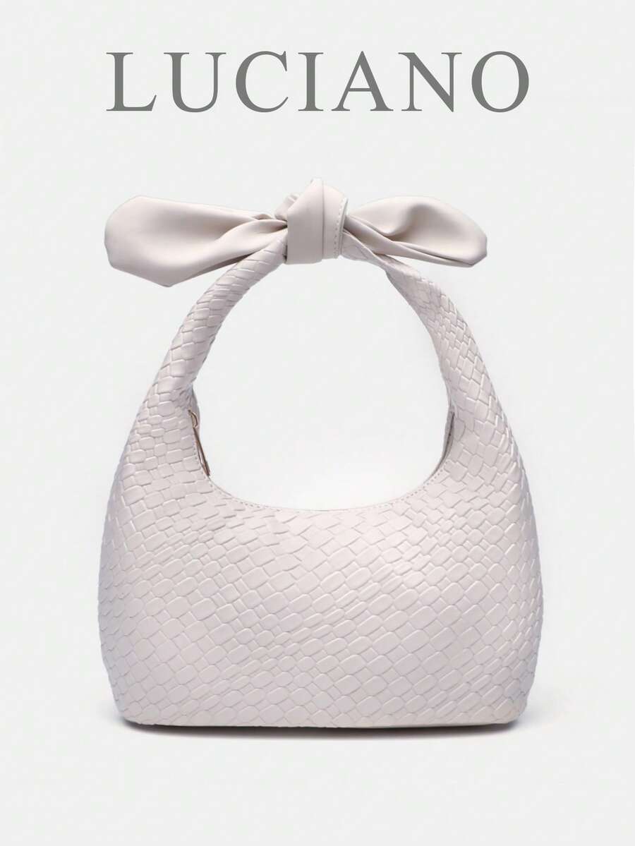 Women's Bag, Beige, Fashionable, Simple And Versatile Crescent Bag, Shoulder Bag, Solid Color Texture, French Crossbody Bag, Hand-Held Crescent Bag, Light Luxury Niche Youth Commuting Daily Travel Movie Shopping Bag, Medium Size