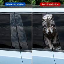 2pcs Wolf King Car Stickers, Red/Blue Light Background Wolf Anime Theme Creative Sticker For Car Center Column, Sun Protection And Scratch Resistant, Suitable For Glass, Metal, Plastic, Ceramics, Etc - 2 Pcs - View 5