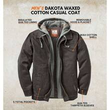 Dakota - chamarra de invierno con cierre completa para hombre, lona de algodn encerado resistente, ropa de chamarra con capucha y estilo occidental chamarra Hombre - XL + Asfalto - Ver 3