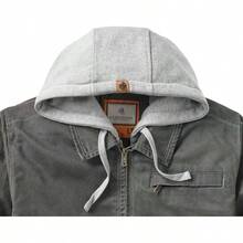 Dakota - chamarra de invierno con cierre completa para hombre, lona de algodn encerado resistente, ropa de chamarra con capucha y estilo occidental chamarra Hombre - XL + Asfalto - Ver 7