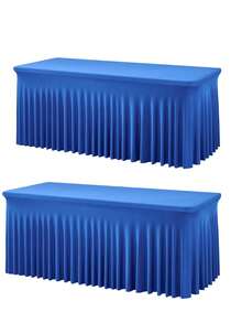 1pc/2pcs Rectangular Pleated Spandex Tablecloth, White/Black/Champagne, Wrinkle-Resistant & Washable, Solid Color Patio Table Cover For Wedding, Party, Christmas, Birthday