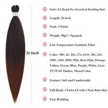Pre Stretched Braiding Hair Ombre 1B/30 Curly Wavy Braiding Hair Boho Braids 26 Inch Bohemian Curls Knotless Hypoallergenic Deep Water Ocean Wave Crochet Braids Extensions 4 Packs,1B/30BohoBraidingHair4Packs - 1B/30波西米亞風編發4包 - 查看 3
