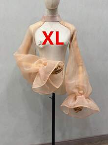 1 件白色欧根纱夸张新娘披肩带袖装饰，婚纱配饰