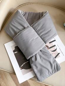 1件装奢华新款冬季优雅羽绒围巾，长款冬季保暖围脖，优雅领口设计，男女通用羽绒填充冬季围巾/围脖，超轻可折叠可翻领，秋冬季时尚配饰