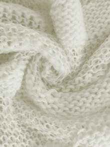 Women's Hollow Out Batwing Sleeve Loose Casual Cropped Sweater Top, Fashionable Midriff-Baring Pullover For Spring/Summer - White - View 7