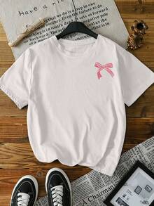 Graphic Print T-Shirt, Short Sleeve Crew Neck Casual Top For Summer & Spring, Women's Clothing - White - View 2