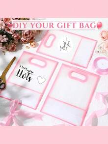 Transparent Gift Bags With Ribbons, Plastic Gift Bags With Ribbon Bows, Reusable PP Gift Bags With Cut-Out Handles, Reusable PP Flower Bags With Ribbons, Suitable For Weddings, Brides, Birthday Parties, Business Occasions - Multicolor - View 4