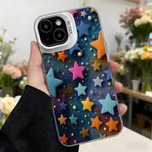 Cubierta de telefono con estrellas 3D multicolor azul oscuro con estrellas en relieve y detalles brillantes para iPhone estilo espacial elegante para uso diario y eventos especiales Aplicable a los teléfonos de la serie Apple y Galaxy - Blanco - Ver 7