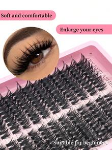 Brand New 192/216 Cluster Thick Eyelash Extensions, 40D/60D/80D/100D, Eyelash Extension Tools, Single Eyelash, Thick And Voluminous Eyelash Extensions, D Curl Eyelash Extensions, Single Eyelash 10-20 Mm, Fine And Thick, Suitable For Beginners, Easy To Wear, Perfect For Holiday Parties And Gatherings. - 粉色 - 查看 4