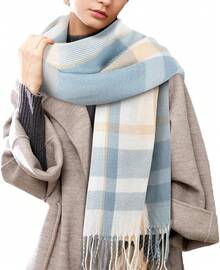 Bufandas gruesas de invierno para mujer,Bufanda Cálida Invierno Chalinas,para clima frío, cálido, de punto grueso cuadros de gran tamaño,Año Nuevo y Regalos de Navidad - Pequeño Milán - Ver 1