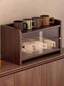 Vintage Style Bamboo Storage Cabinet With Sliding Doors - Freestanding 3-Tier Shelving Unit, Suitable For Kitchen, Bathroom Or Bedroom - Space-Saving Vertical Design, Kitchen Storage Cabinet, Bathroom Organizer Rack, Modern Aesthetics, Smooth Surface, Durable