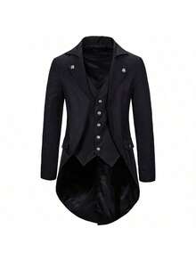 Men's Autumn/Winter Formal Tuxedo Tailcoat Suit - Black - View 1
