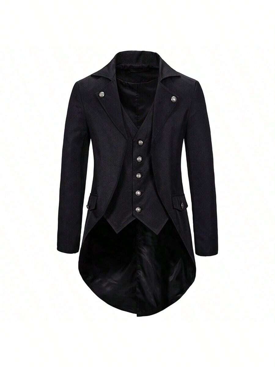 Men's Autumn/Winter Formal Tuxedo Tailcoat Suit - Black - View 1