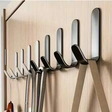 5pcs Self-Adhesive Hooks - Waterproof Bathroom Kitchen Hooks, No Drilling Installation, Painless Removal, Suitable For Hanging Towels, Keys, Utensils - For Bathroom, Kitchen, Office, Home Storage - Space-Saving J-Shape Hooks, Fashionable Design, Office Storage, Modern Storage, Strong Adhesive, Suitable For Small Spaces, Practical Hooks - Multicolor - View 3