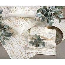 SARO LIFESTYLE Distressed Foil Metallic Design Cotton Table Topper Tablecloth, 54", Gold(16" x 72") - Multicolor - Ver 2
