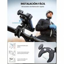 Soporte Celular Motocicleta, Porta Celular Bicicleta - Soporte Celular Moto De Montaje Rpido Mejorado 17 16 Pro, 15 14 13 Pro, S23 y Celulares De 4. a 6.8 Pulgadas - Negro - Ver 4