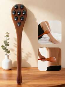 1pc Wooden Massage Tool With Long Handle, Scratching Massager With Round Massage Nodes, Suitable For Back, Limbs And Muscle Relaxation - Multicolor - View 4
