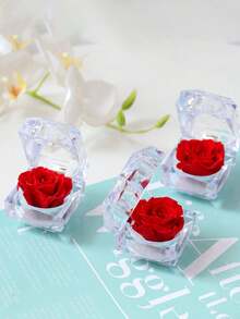 1支亚克力永生玫瑰浪漫礼物，透明玫瑰戒指盒，求婚戒指盒，珠宝收纳盒，情人节礼物，化妆间装饰，房间装饰 - 彩色 - 查看 3