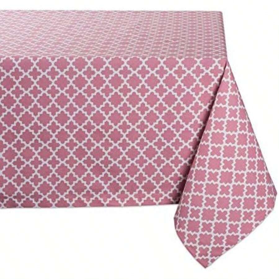 DII Camino de mesa de algodón enrejado para comedor, mesa de vestíbulo, fiestas de primavera y uso diario – 14 x 108 pulgadas, , 60x120", 1(213.4 x 152.4 cm (Rectangular) Rosa) - Multicolor - Ver 1