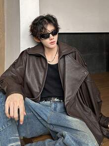 Leather Jacket Men's New High-End Men's Clothing Men's Motorcycle American Pilot Leather Jacket Men's Clothing - màu nâu - Xem 3