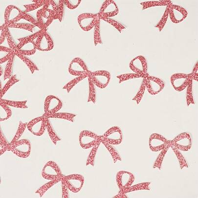 100 Stücke Glitzer Schleifen Konfetti - glänzend rosa und weiße Papier Dekorationen, geeignet für Hochzeit, Jahrestag, Geburtstag und Party Tischdekoration, Hochzeitsdekoration, Feier Accessoires, elegante Tischgestaltung, funkelnder Glanz