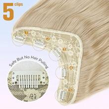 Clip In Extensions V Shaped Hair Extension 20 Inches Soft Extensions For Women Synthetic One Piece Wavy Clip In Hair Extensions Thick Blonde Hair Extensions About 70 Gram For Daily Use(27/613),Blonde - شقراء - مشاهدة 4