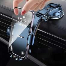 Adjustable Vertical & Horizontal Car Dashboard Phone Holder - Compatible With All Phones, Made Of ABS Material, Car Phone Mount - Black - View 5