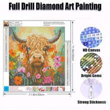 [Free Shipping]OFRKE Diamond Painting Kits For Adults, 5D Cow And Flower Full Drill Diamond Art, DIY Highland Cow Diamond Art Kit Gem Art For Home Wall Decor 12x16inch,A-Cattle - A-牛 - 查看 3