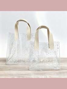 1pc/2pcs Daisy Transparent Gift Bag, Plastic Tote Bag With High-End Feel, Suitable For Gift Packaging - Multicolor - View 10