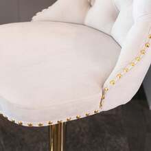 4 Piece Set Adjustable Swivel Bar Stools, Dining Bar Chairs With Velvet Tufted Back, Metal Base, Footrest For Home Bar, Dining Room, Kitchen Island. - 米色 - 查看 10