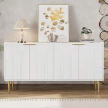 Modern And Simple Sideboard, Modern Sideboard Cabinet, Buffet Storage Set For Living Room, 140L X 38W X 75H (Cm) - White - View 4