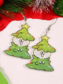 1 Pair Cute, Elegant, Fresh Green Christmas Dog Design Socks, Suitable For Daily Wear, Holiday Parties - Multicolor - View 5