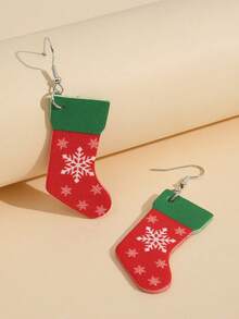1 Pair Christmas Snowflake & Christmas Tree Shaped Leather Earrings - Snowflake - View 3