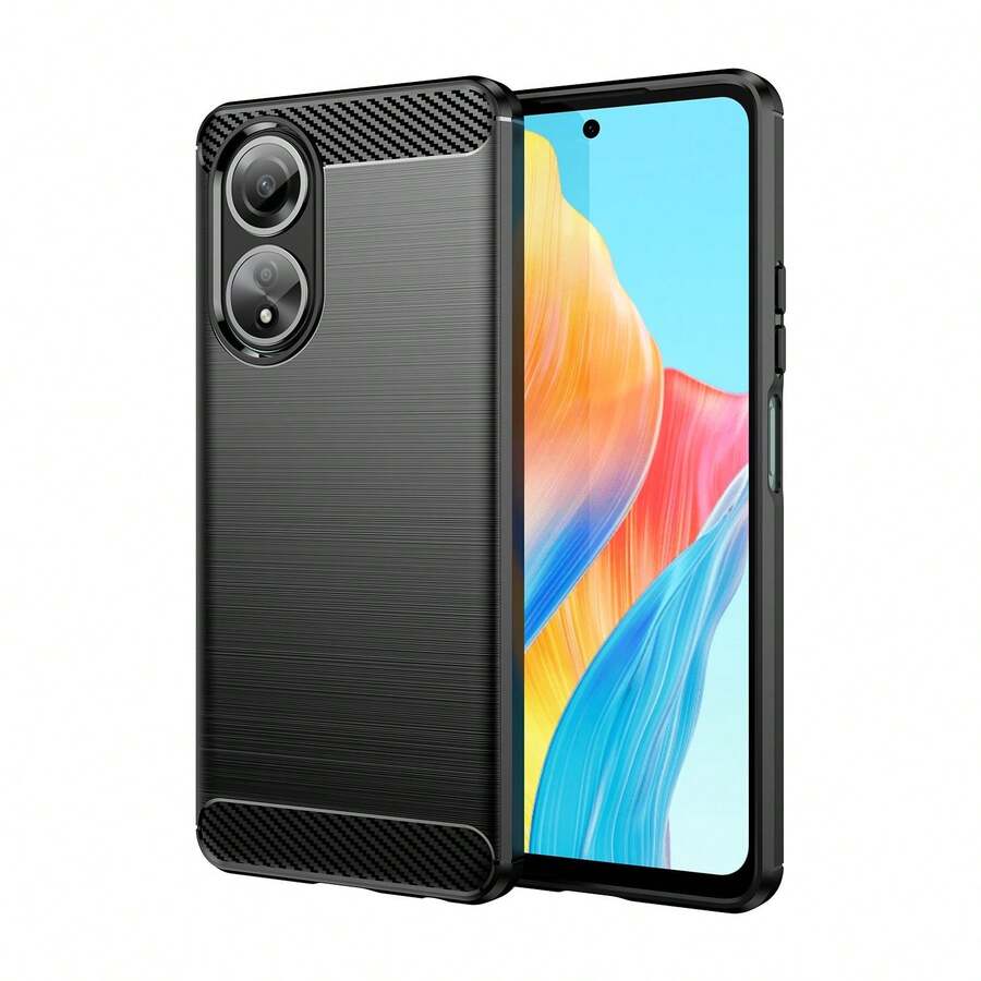 Max Power Digital Funda para móvil Oppo A58 4G Carcasa Protectora Antigolpes Silicona Negra Diseño Fibra de Carbono Resistente Absorción de Choque [Compatible Carga Inalámbrica]