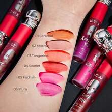 Labial Líquido Brillante De Maquillaje - Lápiz Labial de Halloween | Acabado Cosplay Brillo De Labios | Los Labios Duraderos Para Día de Los Muertos Halloween El Carnaval Navidad Año Nuevo y Cosplay(03 Tangerine) - Multicolor - Ver 2