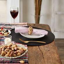 DII camz37626 Redondo Tela Mantel Individual, Dorado champaña, 1, 4(Negro) - Multicolor - Ver 5