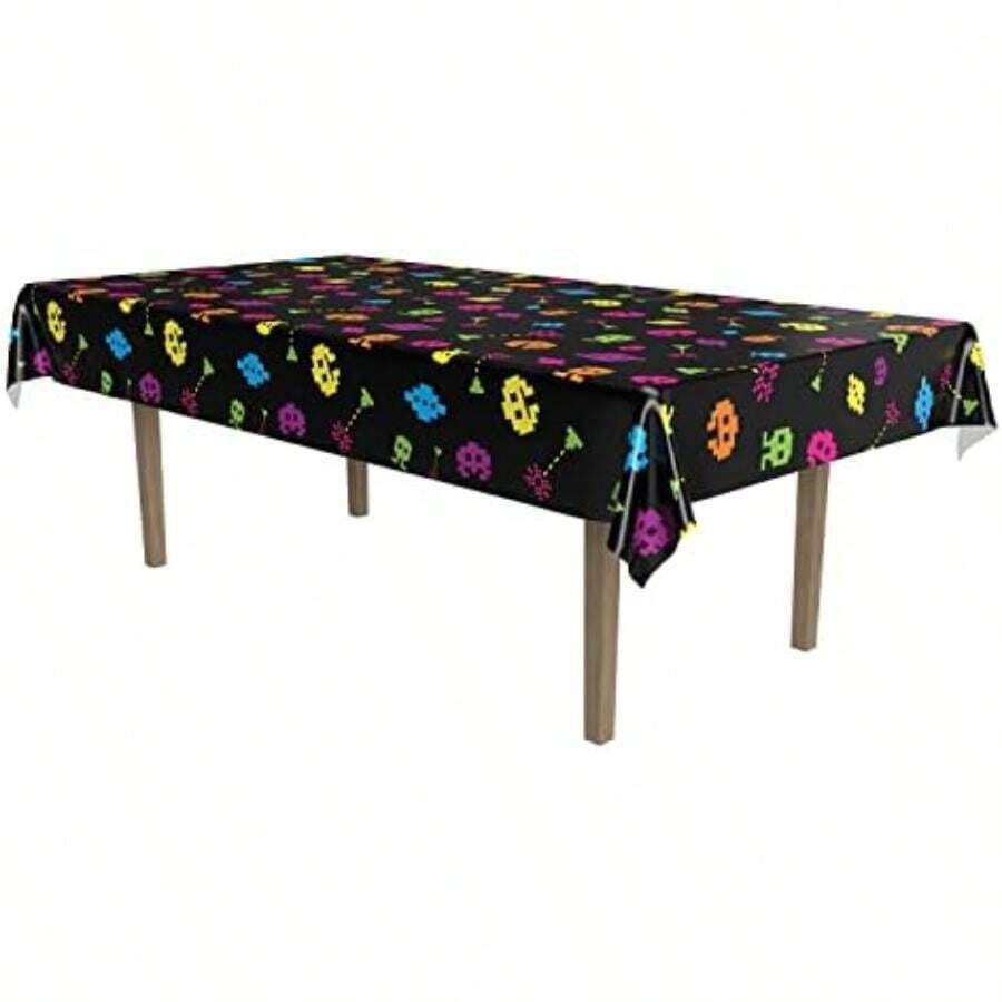 Beistle 54730 Soda Shop Stools Tablecover, Multicolor, 54" x 108"(Mantel de los años 80 - A) - Multicolor - Ver 1