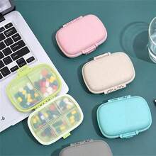 1pc/2PC 8 Compartments Daily Pill Box, Portable Weekly Travel Pill Organizer, Pocket Pill Container, Wallet Pill Dispenser For Vitamins And Fish Oil, Moisture-Proof Box For Pills, Suitable For Carrying, Essential For Travel ... - 棕褐色 - 查看 6