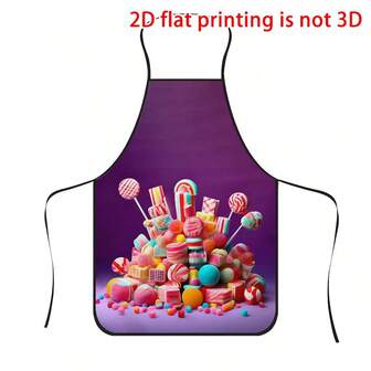 1pc Colorful Candy Print Apron, Durable Polyester Material, Suitable For Cooking, Barbecue, Gardening, Painting, Manicure, Unisex, Indoor And Outdoor Use