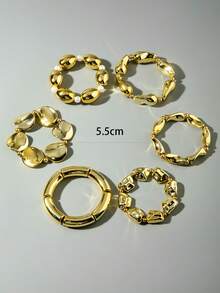 imoli مجموعة 2 قطعة/4 قطع/6 قطع من أساور الخرز المزيفة المفتوحة بتصميم هندسي قلب، تصميم أنيق مناسب للارتداء اليومي والكاجوال والحفلات والهدايا