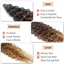 1b/30/27 Boho Braiding Hair Pre Stretched Ombre Deep Ocean Wave Crochet Hair Curly Wavy Braiding Hair Extensions For Braids 30 Inch Deep Water Wave Hair Bohemian Boho Curls,1B/30/27BohoCurls2Packs - 1B/30/27BohoCurls2包 - 查看 3