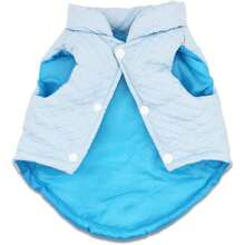 Dog Winter Coat Soft Warm Pet Clothes For Small Medium Dogs Lightweight Puppy Cold Weather Coat Blue X-Large V-Neck Button Closure - 多色429 - 查看 4